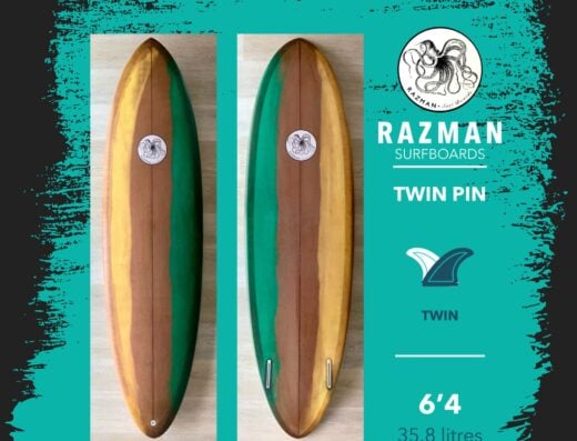 6’4 Twin Pin Surfboard to Rent