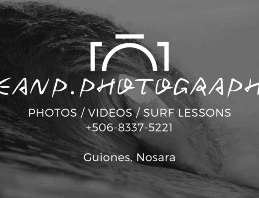 Surf coach offering surf lessons, photos, and videos in Guiones, Nosara, with contact +506-8337-5221. Expert guidance for all skill levels.